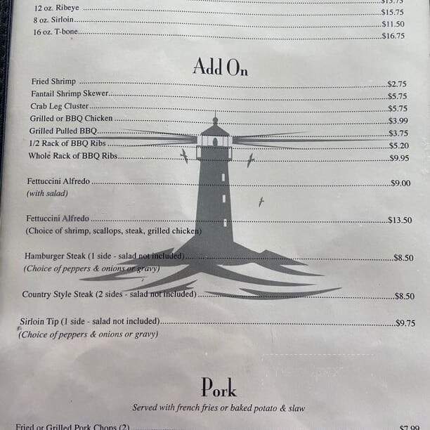 Adam's Seafood & Steak - Tabor City, NC menu_pic