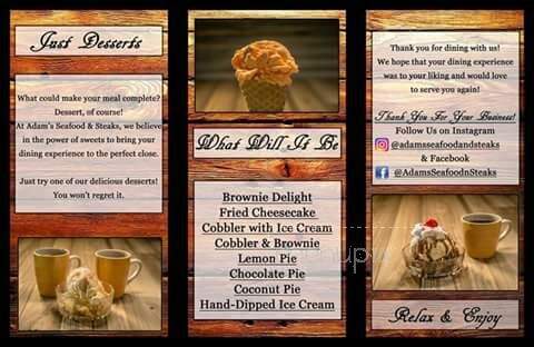 Adam's Seafood & Steak - Tabor City, NC menu_pic