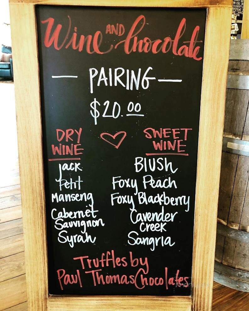 Cavender Creek Vineyards - Dahlonega, GA menu_pic