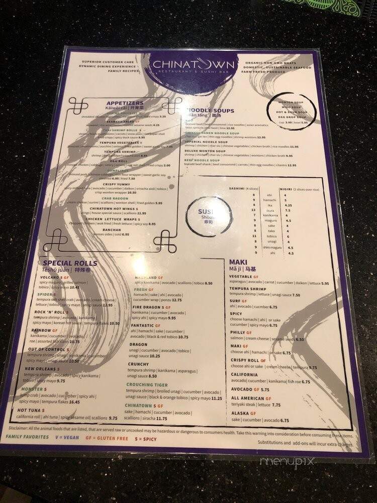 Chinatown Restaurant - Winchester, VA menu_pic