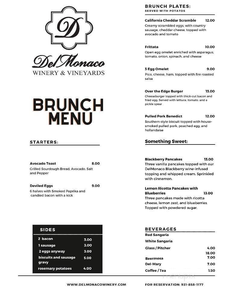 DelMonaco Winery - Baxter, TN menu_pic