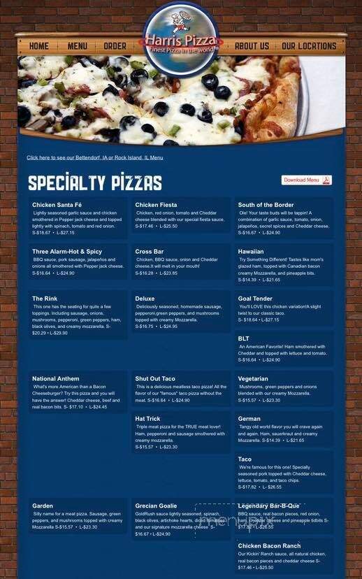 Harris Pizza - Rock Island, IL menu_pic