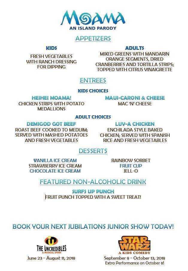Jubilations Dinner Theatre - Edmonton, AB menu_pic