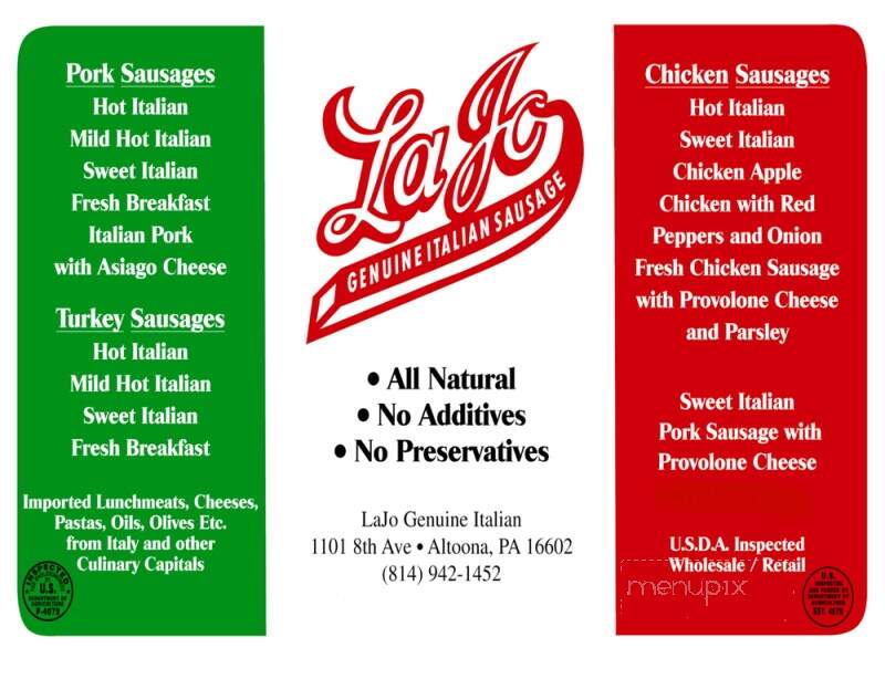 LaJo's - Altoona, PA menu_pic