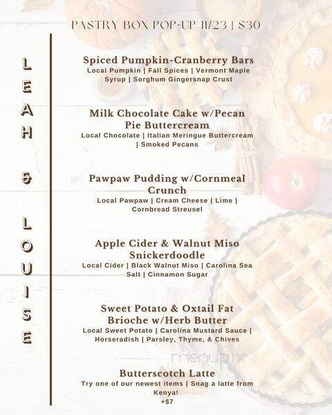 Leah & Louise - Charlotte, NC menu_pic