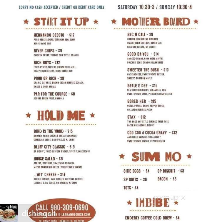 Leah & Louise - Charlotte, NC menu_pic