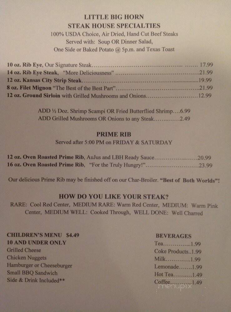 Little Big Horn - Sedalia, MO menu_pic
