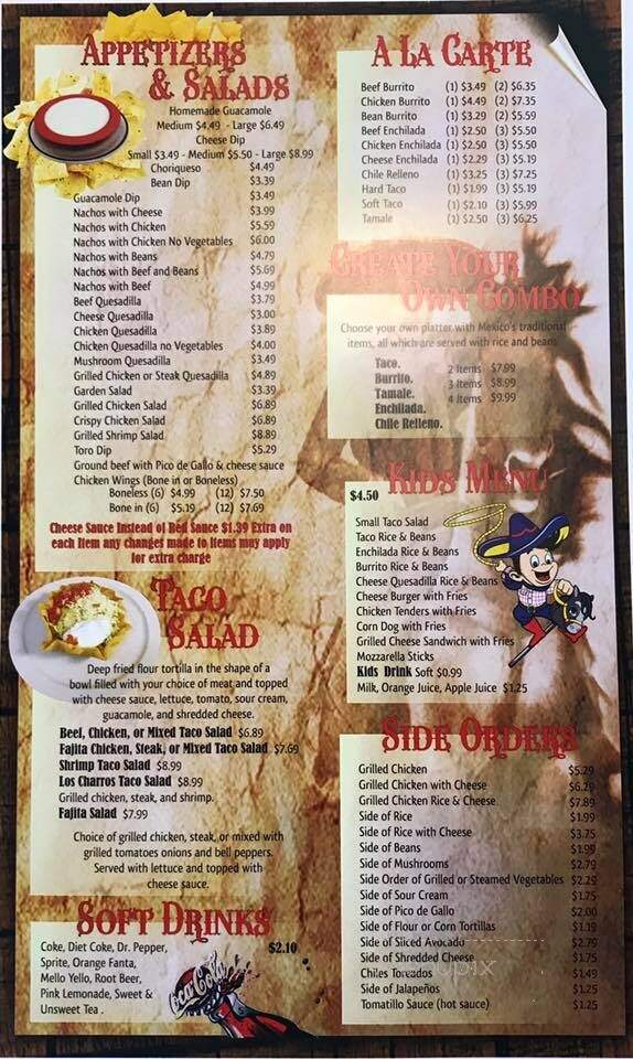 Los Charros - Vernon, AL menu_pic