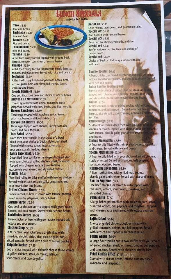 Los Charros - Vernon, AL menu_pic