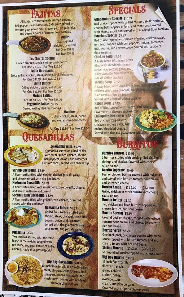 Los Charros - Vernon, AL menu_pic