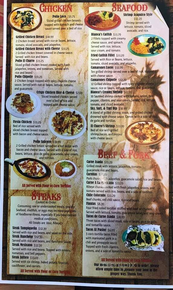 Los Charros - Vernon, AL menu_pic