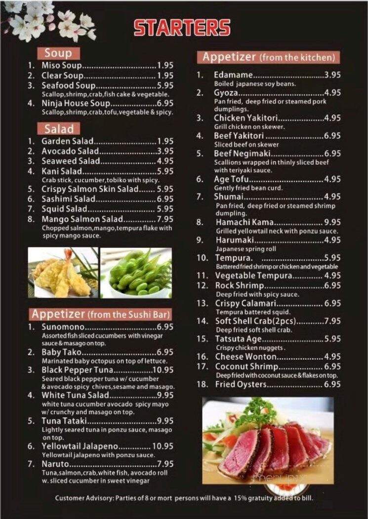 Ninja Japanese Sushi & Steakhouse - Cullman, AL menu_pic
