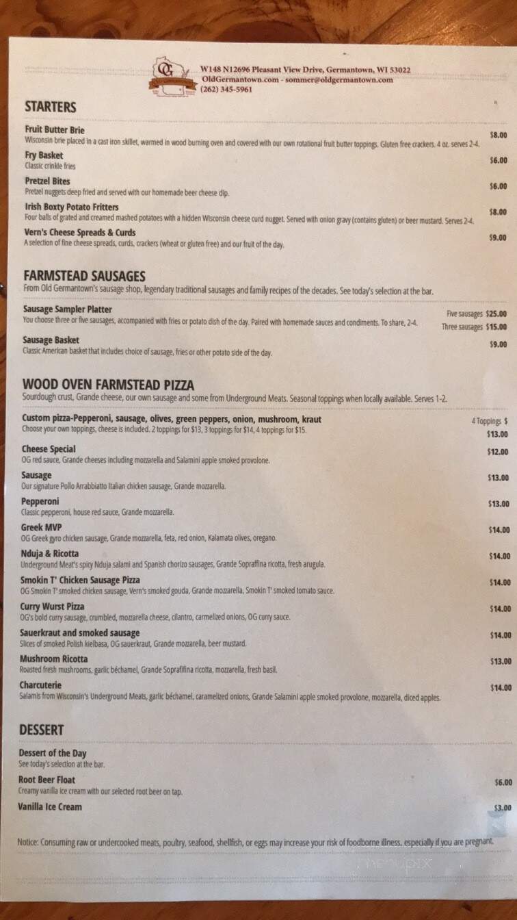 Old Germantown - Germantown, WI menu_pic