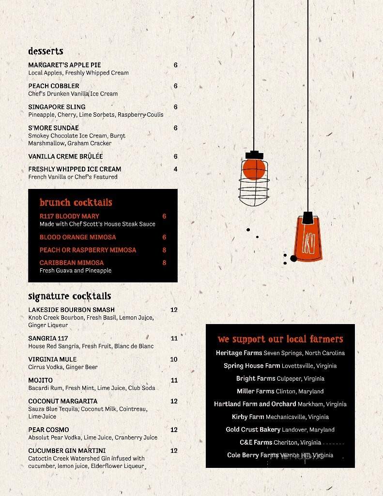 Region's 117 - Lake Frederick, VA menu_pic