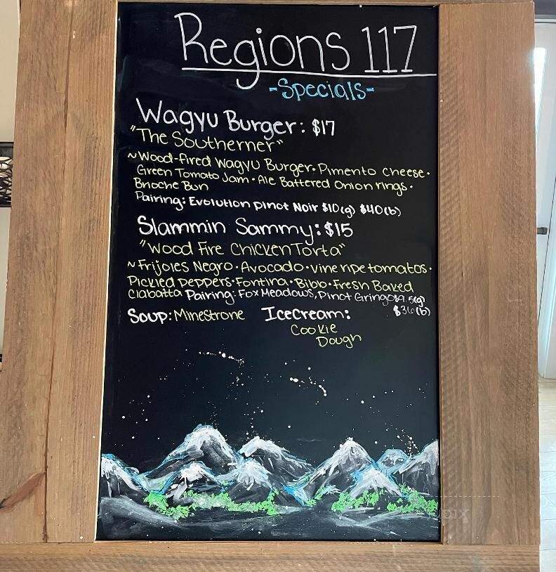 Region's 117 - Lake Frederick, VA menu_pic