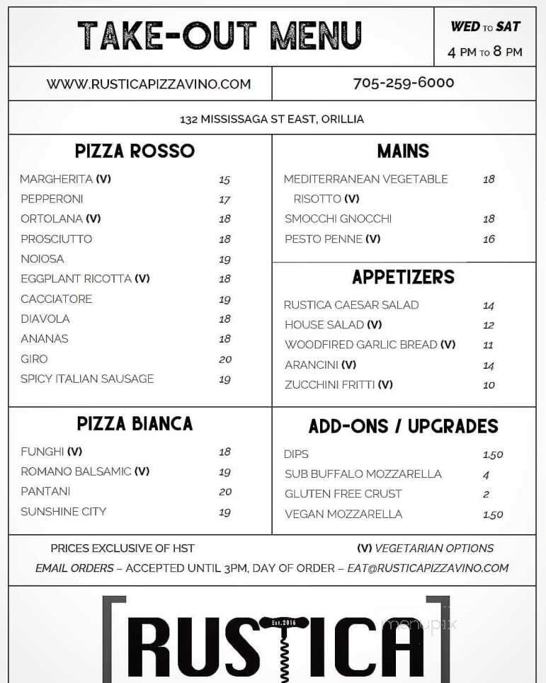 Rustica Pizza Vino - Orillia, ON