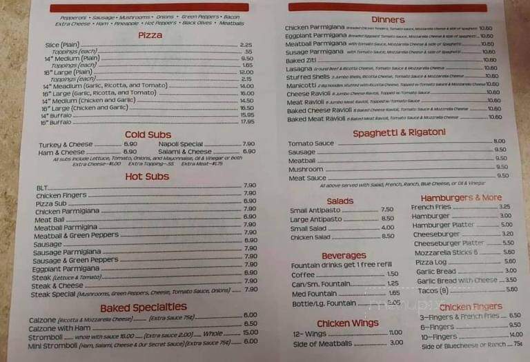 Napoli Pizza - Warren, PA menu_pic