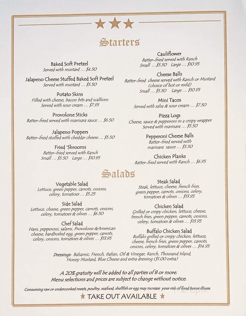 Star's Restaurant - North Apollo, PA menu_pic