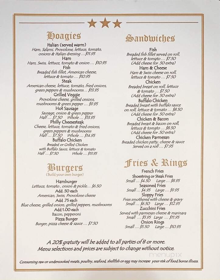 Star's Restaurant - North Apollo, PA menu_pic