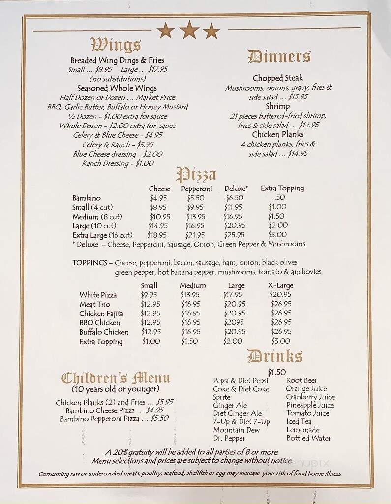 Star's Restaurant - North Apollo, PA menu_pic