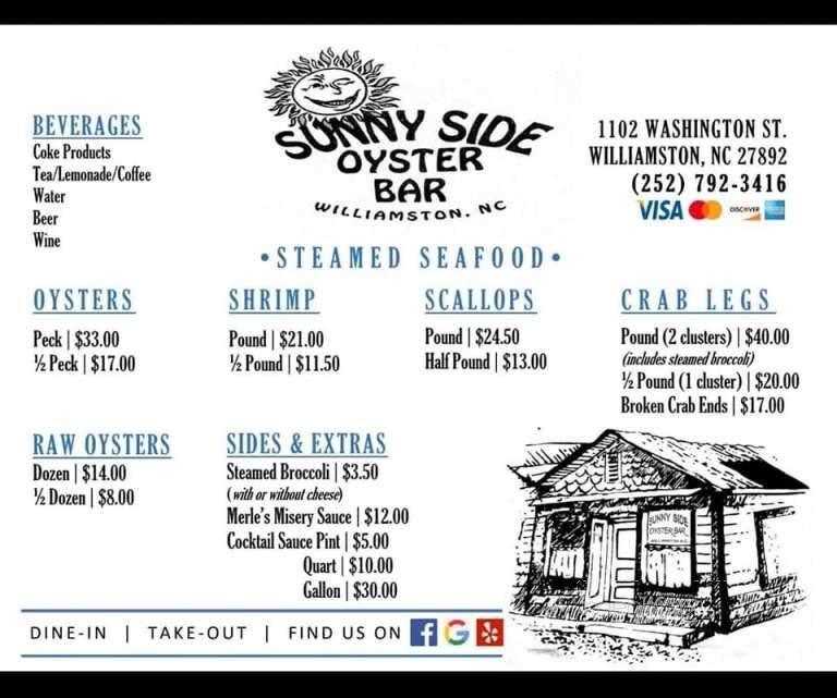 Sunnyside Oyster Bar - Williamston, NC menu_pic