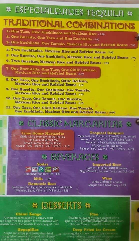 Tequila Mexican Restaurant - Sparta, IL menu_pic
