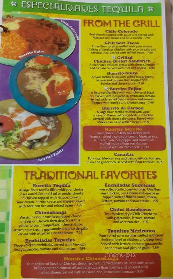 Tequila Mexican Restaurant - Sparta, IL menu_pic