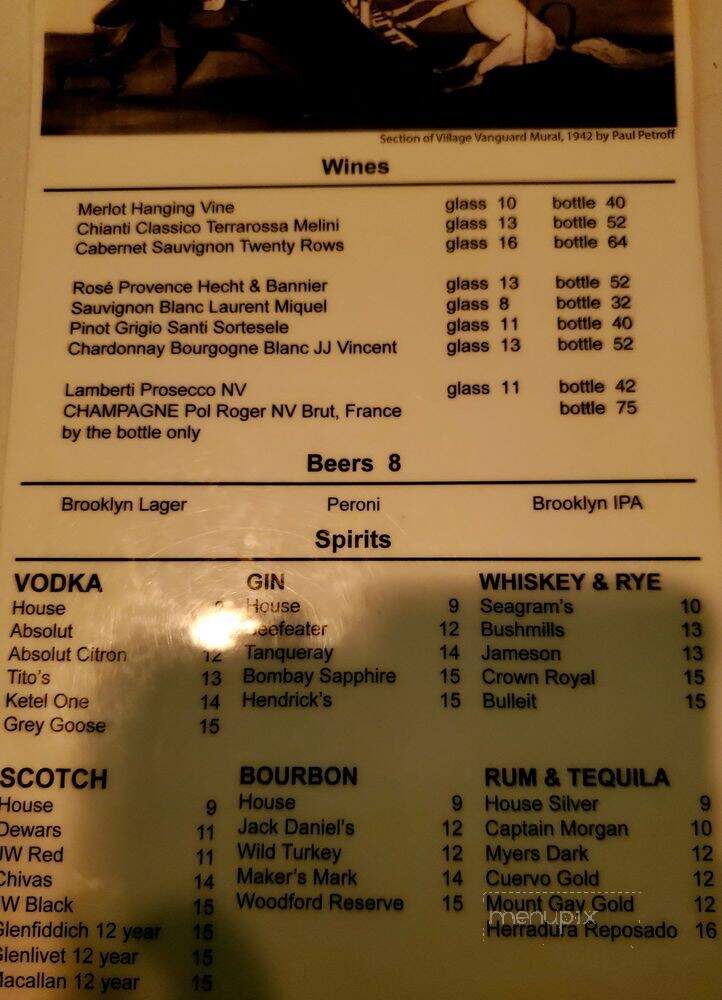 Village Vanguard - New York, NY menu_pic