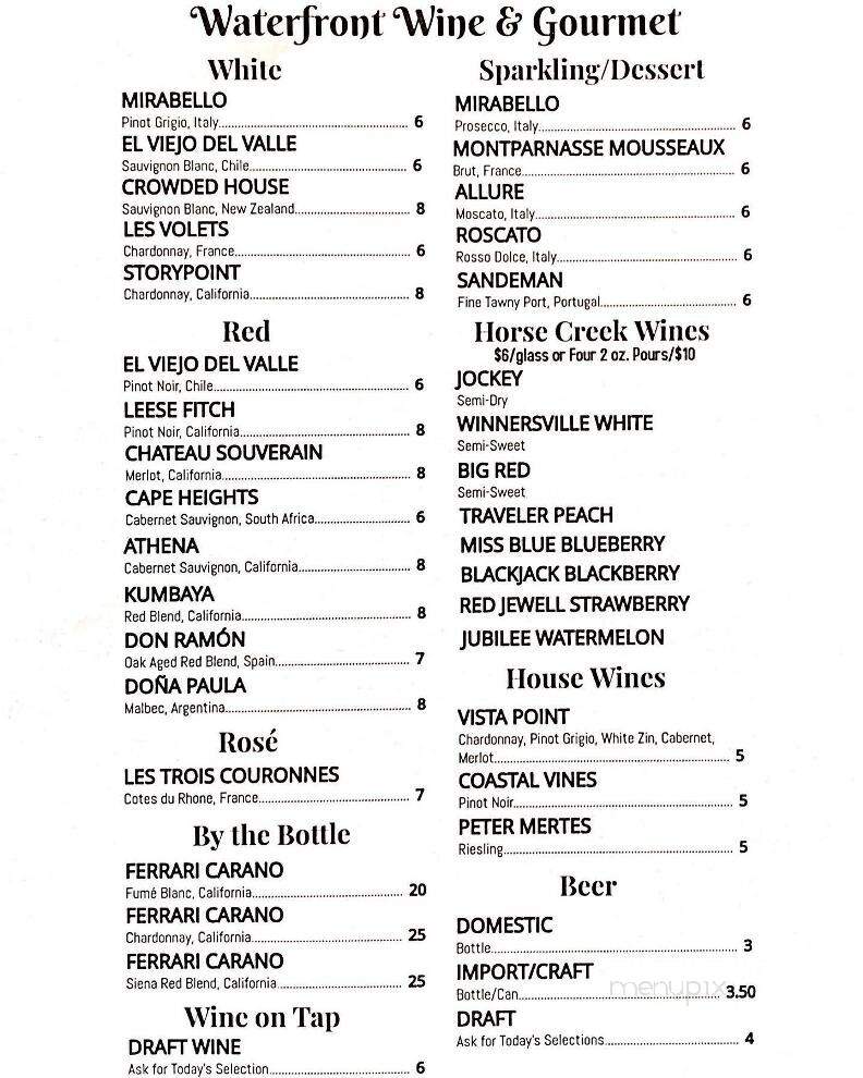 Waterfront Wine & Gourmet - Darien, GA menu_pic