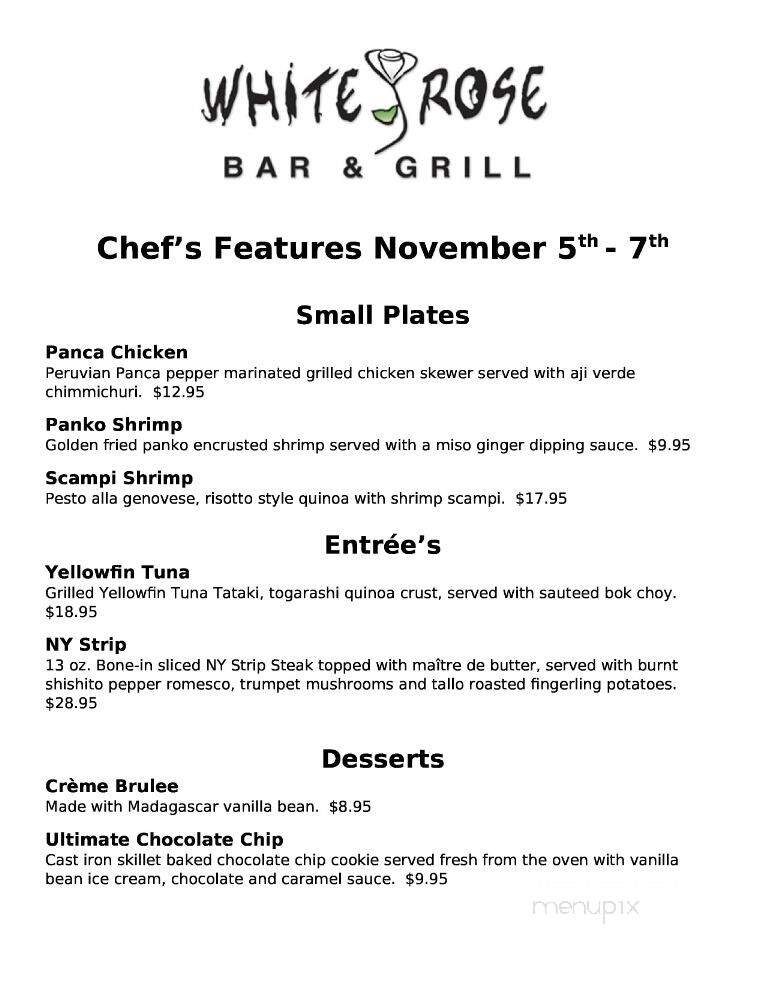 White Rose Bar & Grill - York, PA menu_pic