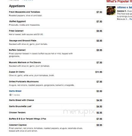 Alfonso's 202 - Flemington, NJ menu_pic