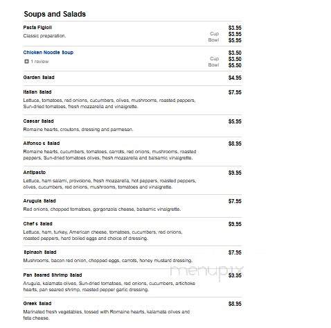 Alfonso's 202 - Flemington, NJ menu_pic