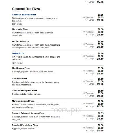 Alfonso's 202 - Flemington, NJ menu_pic