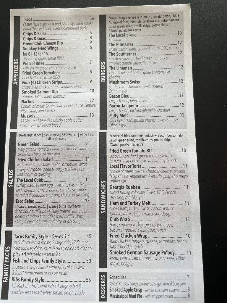 Local Flavor Grill and Tapworks - Wichita, KS menu_pic