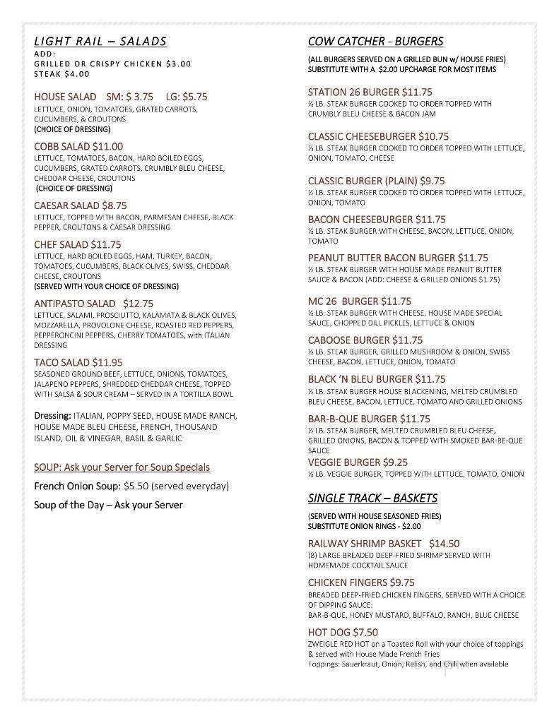 Station 26 - Cohocton, NY menu_pic