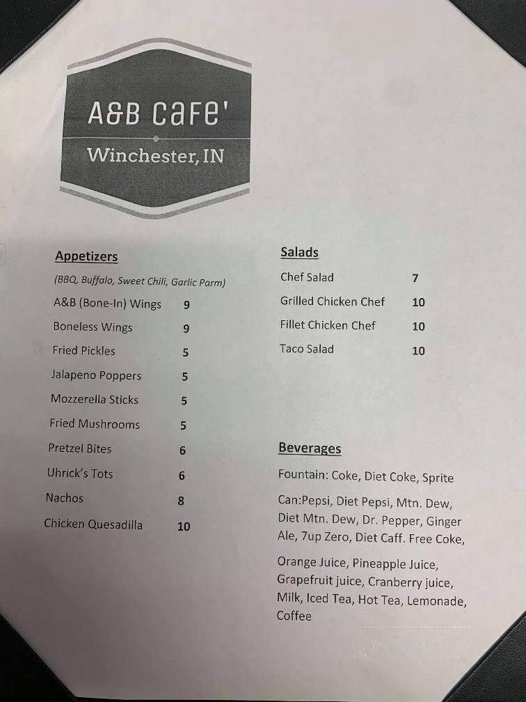 A & B Cafe - Winchester, IN menu_pic