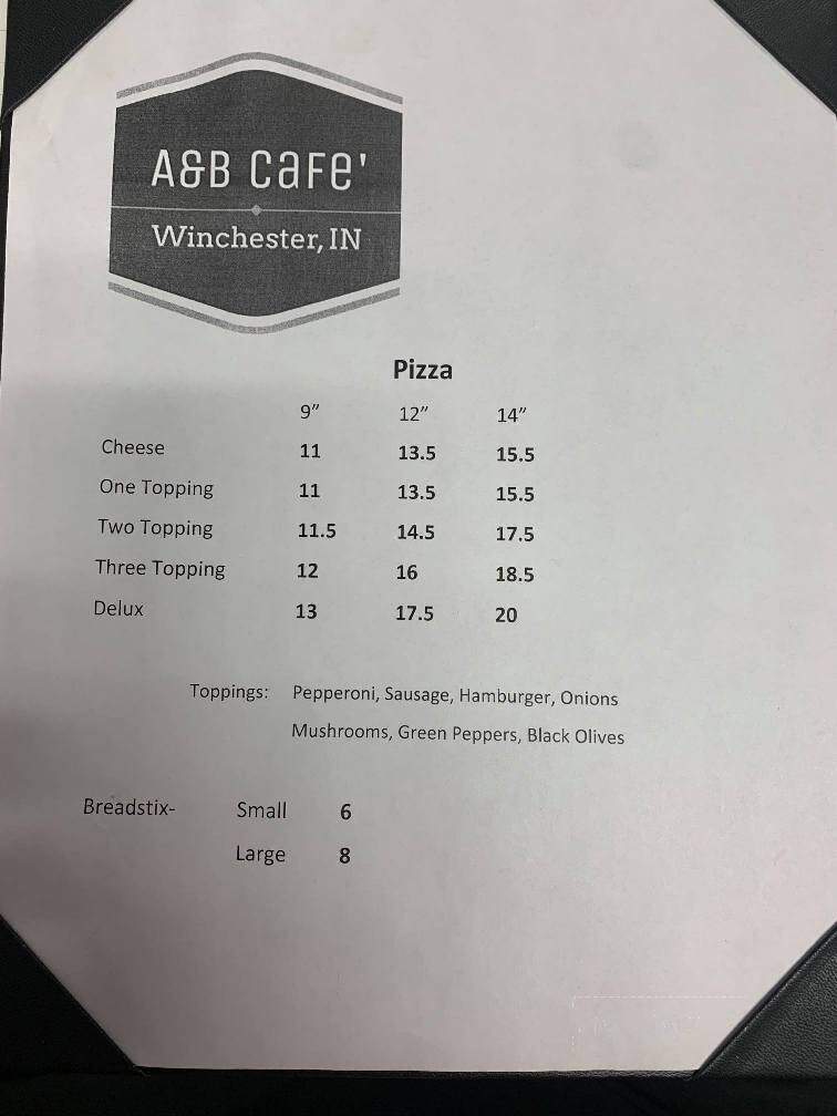 A & B Cafe - Winchester, IN menu_pic