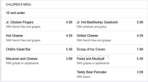 Brady's Restaurant - Cheraw, SC menu_pic