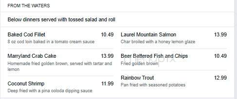 Brady's Restaurant - Cheraw, SC menu_pic