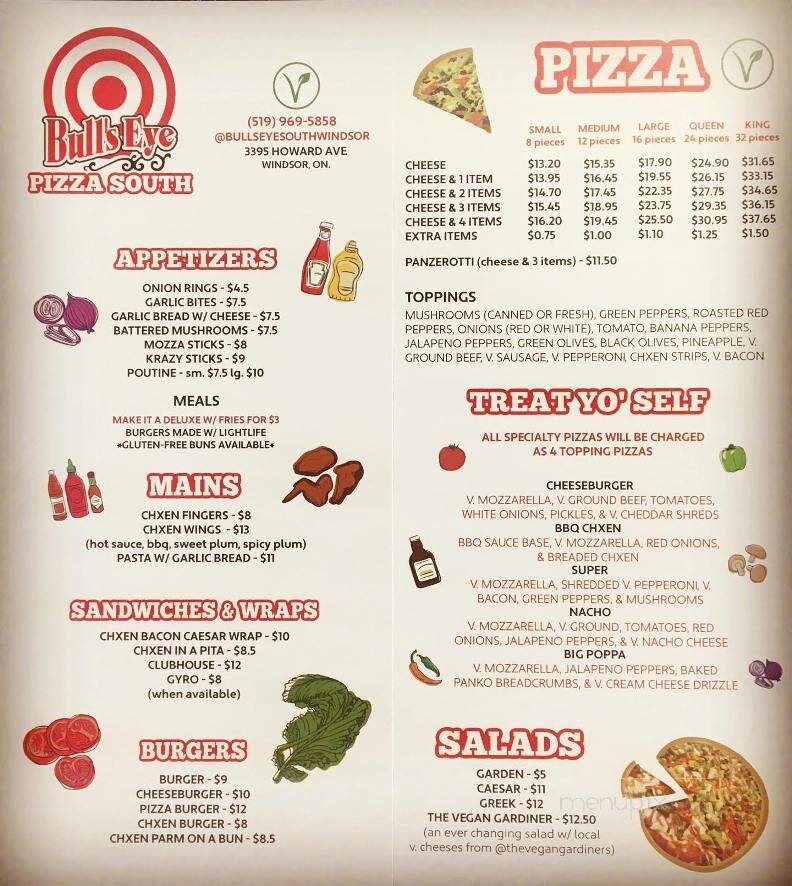 Bull's Eye Pizza - Windsor, ON menu_pic