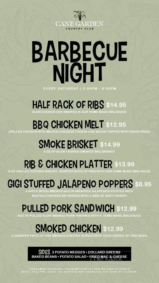 Cane Garden - The Villages, FL menu_pic