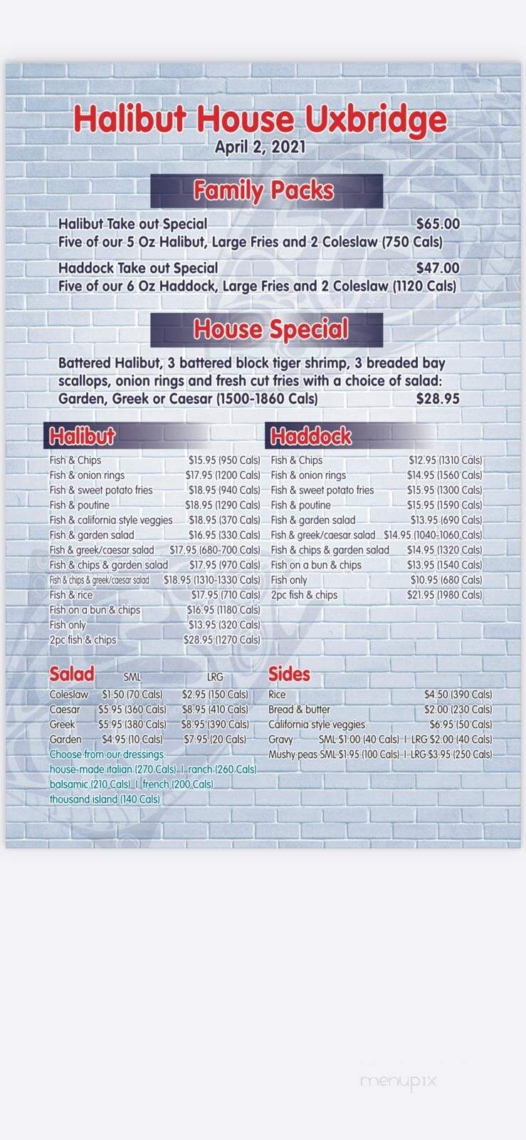 Halibut House Fish And Chips - Uxbridge, ON menu_pic