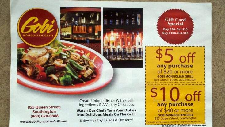 Gobi Mongolian Grill - Southington, CT menu_pic