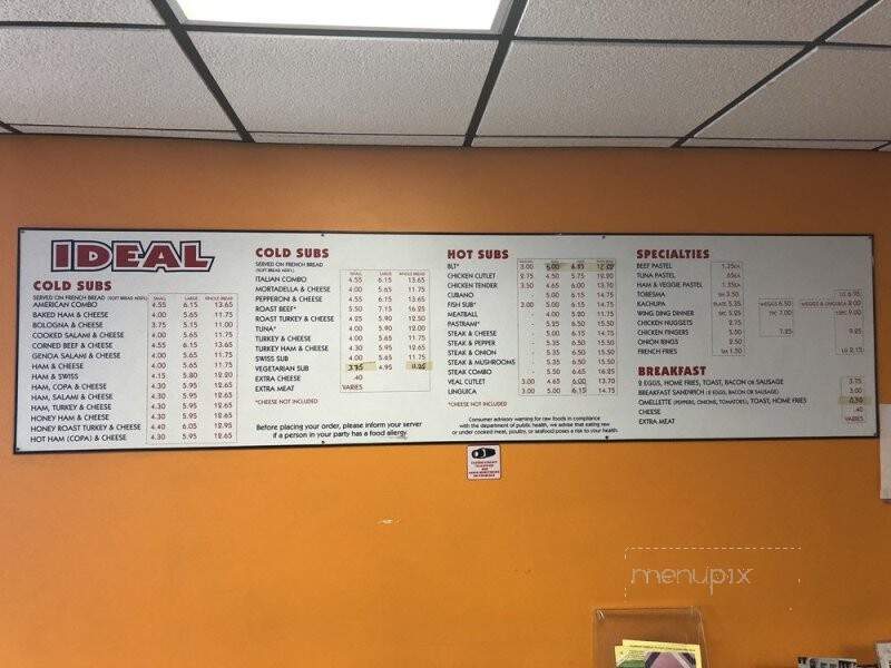 Ideal Sub Shop - Roxbury, MA menu_pic