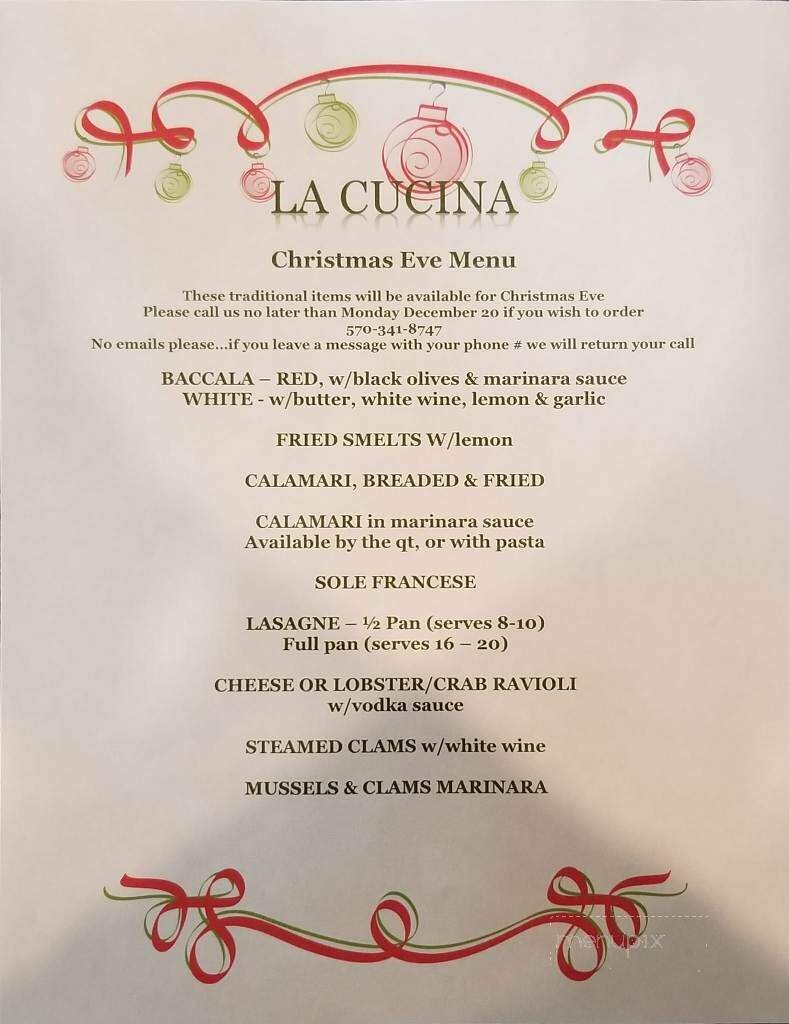 La Cucina Restaurant - Dunmore, PA menu_pic