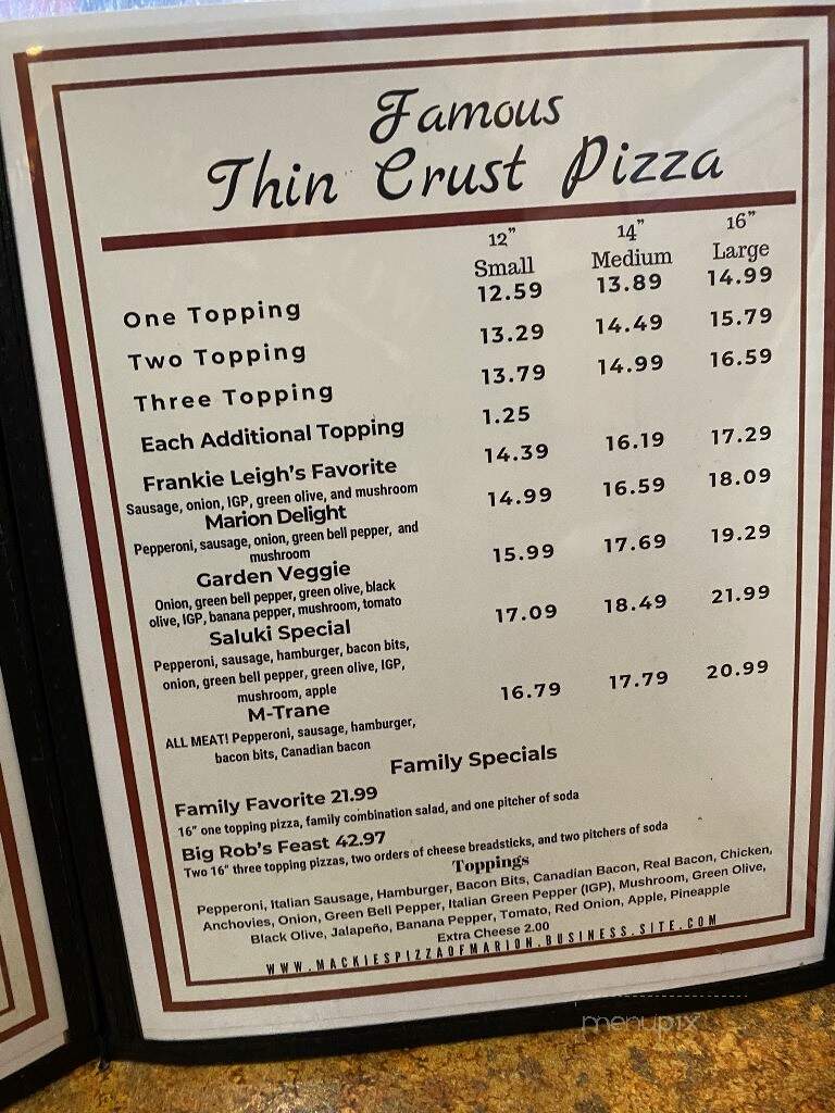 Mackie's Pizza - Marion, IL menu_pic