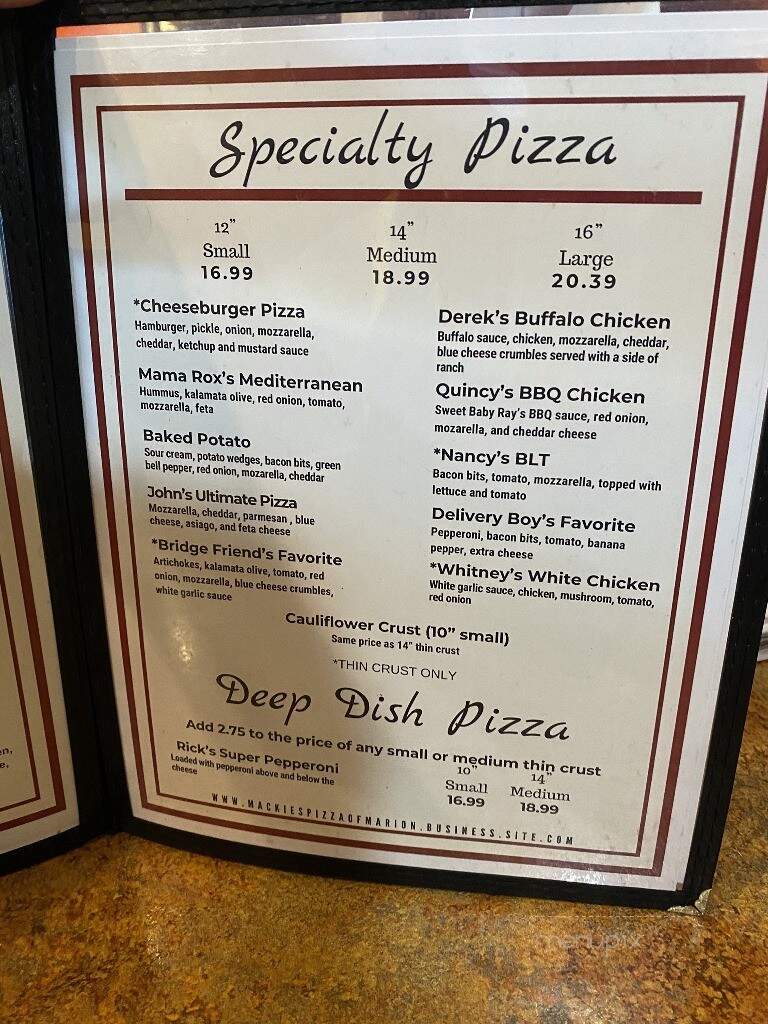 Mackie's Pizza - Marion, IL menu_pic