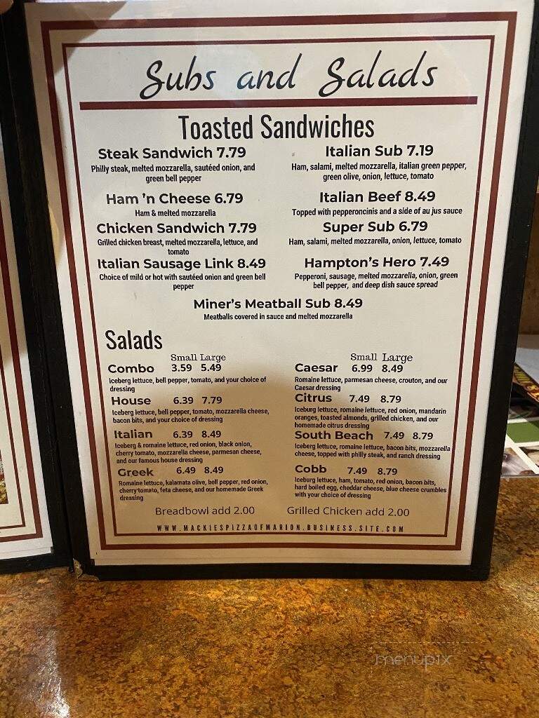 Mackie's Pizza - Marion, IL menu_pic