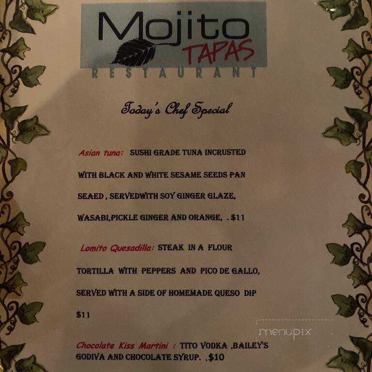 Mojito Tapas Restaurant - Louisville, KY menu_pic