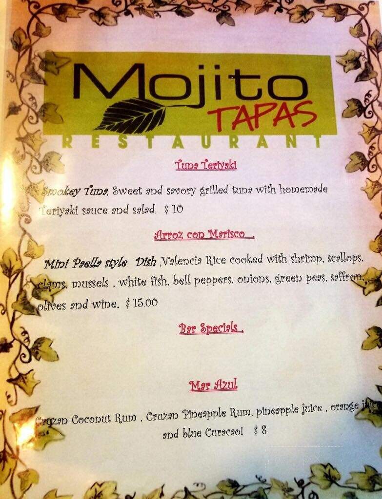 Mojito Tapas Restaurant - Louisville, KY menu_pic